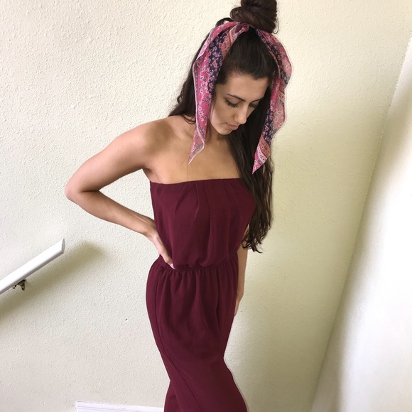 iris Pants - Burgundy Jumpsuit tube top chiffon size Med